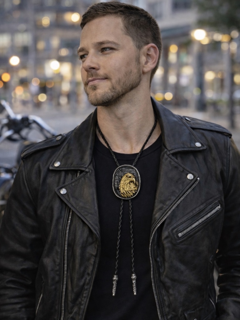 Vintage Eagle Bolo Tie Necktie Necklace